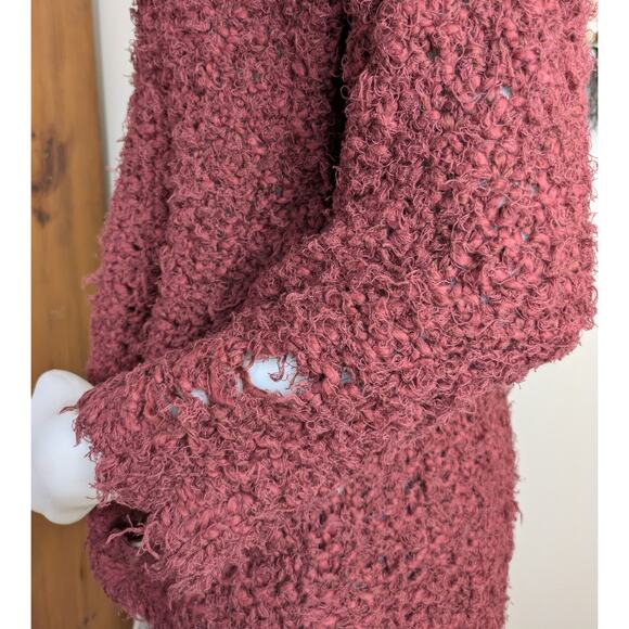 Free People Up The Ladder Sweater Medium Maroon Distressed Grunge Streetwear - Picture 9 of 12